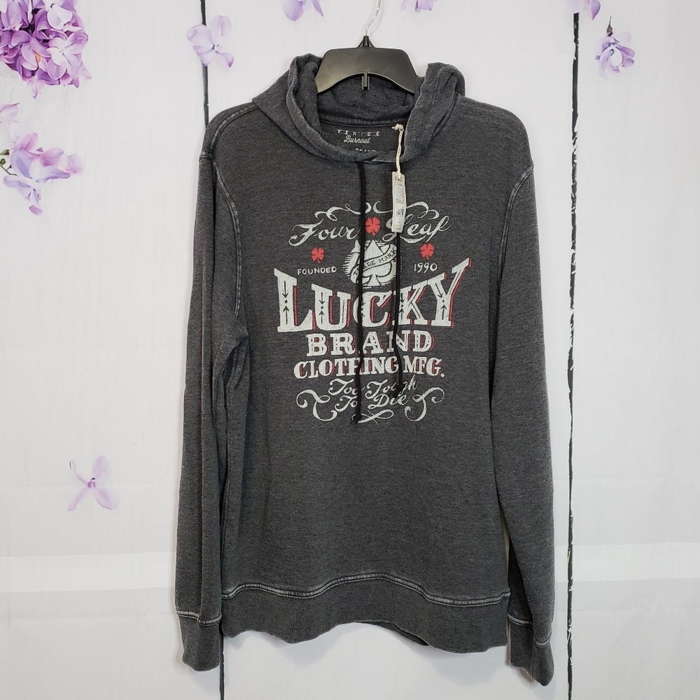 Lucky Brand Venice Burnout Hooded Sweatshirt L